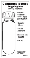 355624-100 mL Polypropylene Bottle with Screw-On Cap, 38 x 102mm - 6Pk_1